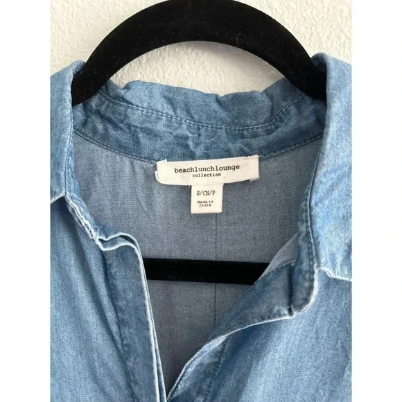 Beachlunchlounge Collection Denim Chambray Button Down S - Picture 4 of 7